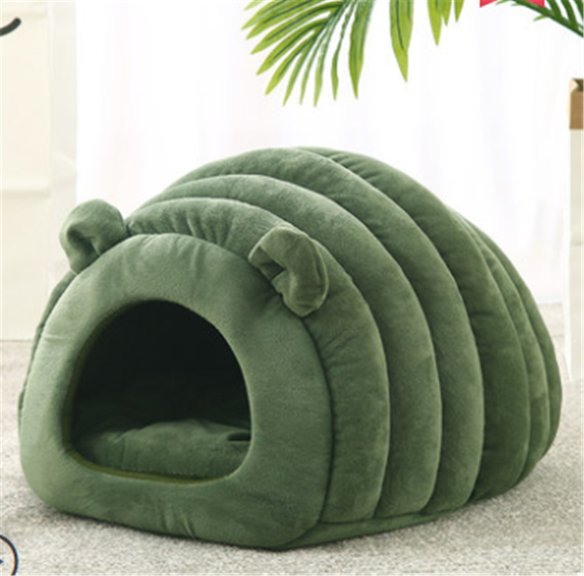 Winter Warm Cat Nest Cave Bed - Plush Enclosed House for Cold Weather