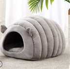 Winter Warm Cat Nest Cave Bed - Plush Enclosed House for Cold Weather