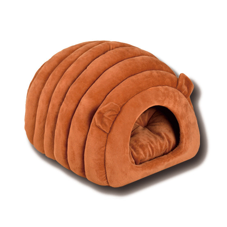 Winter Warm Cat Nest Cave Bed - Plush Enclosed House for Cold Weather