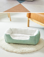 Square Cat Bed - Soft Plush Cushioned Sleeping Bed for Cats & Small Pets
