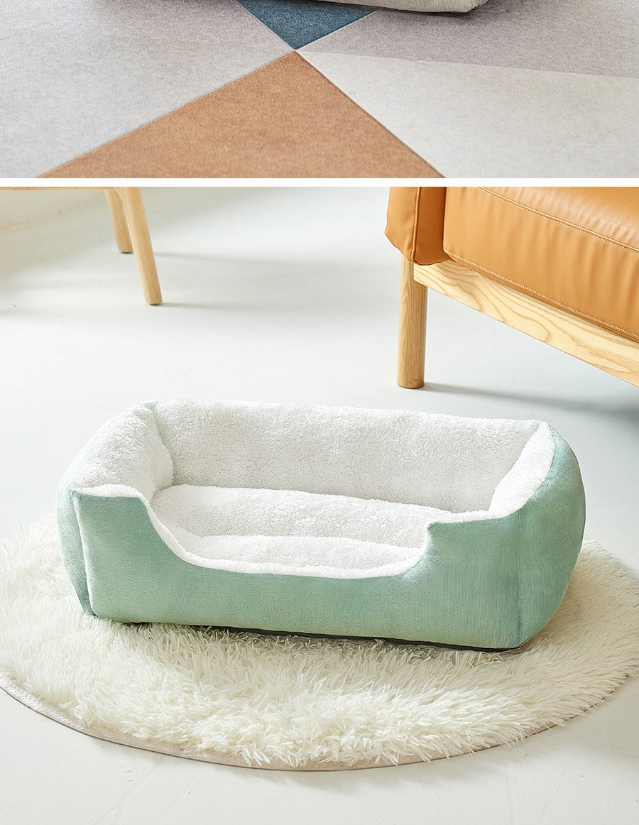Square Cat Bed - Soft Plush Cushioned Sleeping Bed for Cats & Small Pets