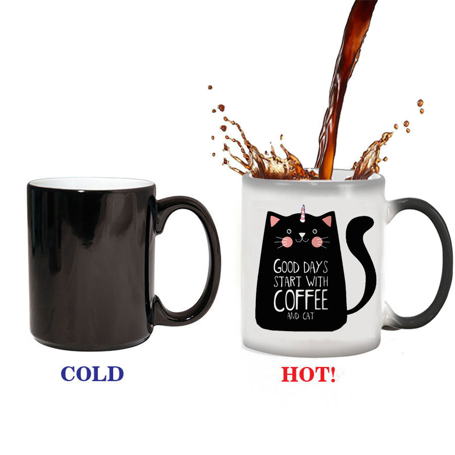 Cute Color-Changing Cat Mug - Heat-Sensitive Ceramic Coffee Cup