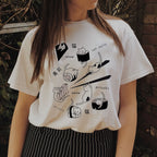 Sushi Cat Graphic Casual T-Shirt - Fun Everyday Tee for Cat Lovers