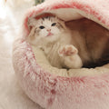 Soft Warm Velvet Cat Cave Nest Bed - Enclosed Cozy Bed for Cats & Small Dogs