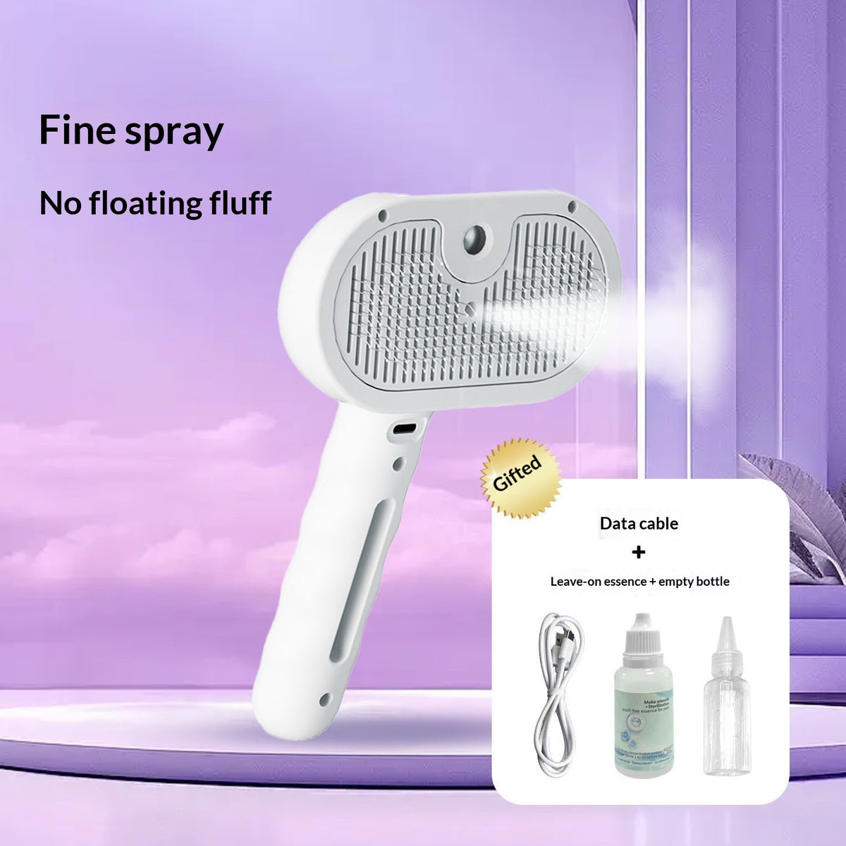 Cat Spray Grooming Comb - Misting Water Brush for Shedding & Coat Care