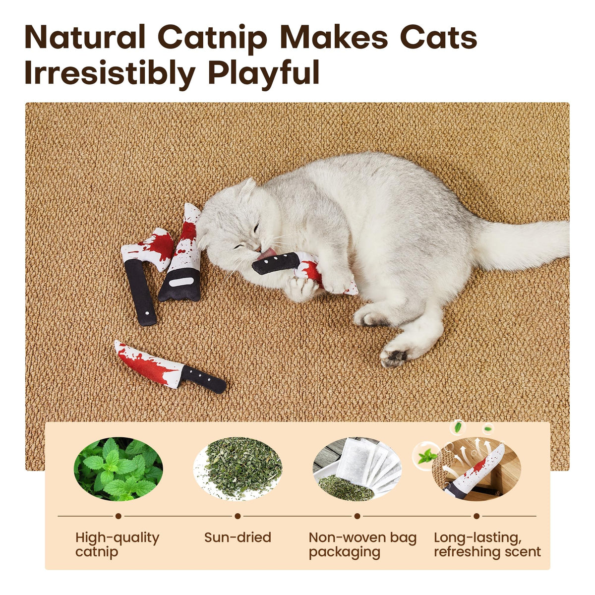 4Pcs Cat Toys, Horror Halloween Knife-Shaped Kitten Catnip Toys, Indoor Exercise For All Cat Breeds  Toys, Indoor Exercise For All Cat Breeds
