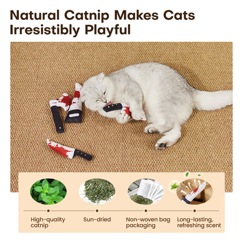 4Pcs Cat Toys, Horror Halloween Knife-Shaped Kitten Catnip Toys, Indoor Exercise For All Cat Breeds  Toys, Indoor Exercise For All Cat Breeds