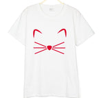 Cat Print Women's Cotton T-Shirt - Casual Graphic Tee for Cat Lovers