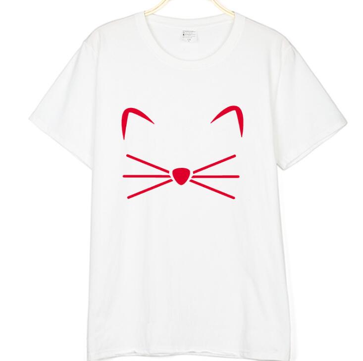 Cat Print Women's Cotton T-Shirt - Casual Graphic Tee for Cat Lovers