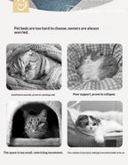 Square Cat Bed - Soft Plush Cushioned Sleeping Bed for Cats & Small Pets