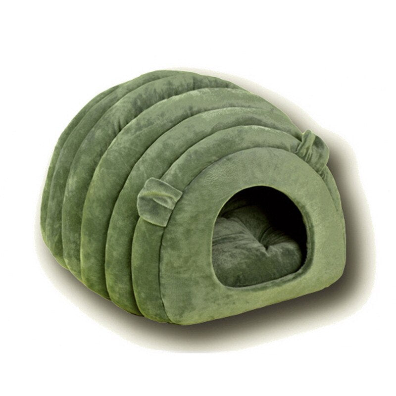 Winter Warm Cat Nest Cave Bed - Plush Enclosed House for Cold Weather