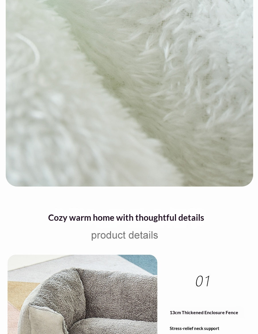 Square Cat Bed - Soft Plush Cushioned Sleeping Bed for Cats & Small Pets