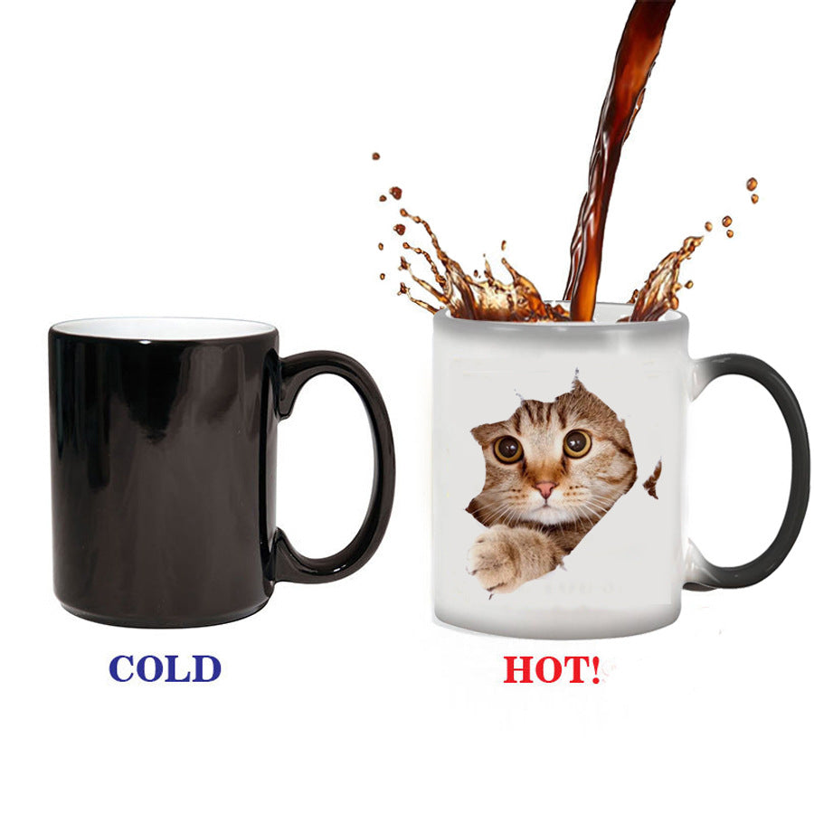 Cute Color-Changing Cat Mug - Heat-Sensitive Ceramic Coffee Cup