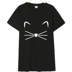 Cat Print Women's Cotton T-Shirt - Casual Graphic Tee for Cat Lovers