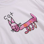 Hand-Painted Style Cat Art T-Shirt - Artistic Graphic Tee for Cat Lovers