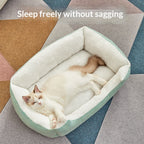 Square Cat Bed - Soft Plush Cushioned Sleeping Bed for Cats & Small Pets