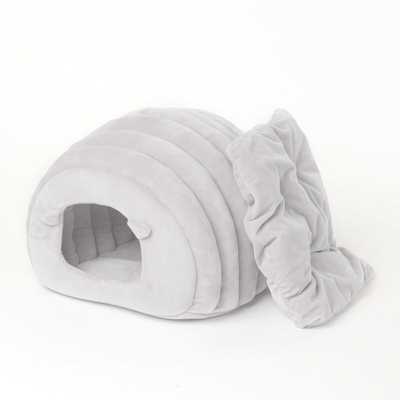 Winter Warm Cat Nest Cave Bed - Plush Enclosed House for Cold Weather