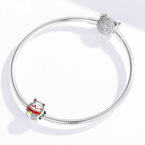 Beaded Lucky Cat Charm Bracelet - Cute Everyday Accessory for Cat Lovers