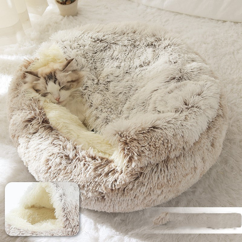 Soft Warm Velvet Cat Cave Nest Bed - Enclosed Cozy Bed for Cats & Small Dogs