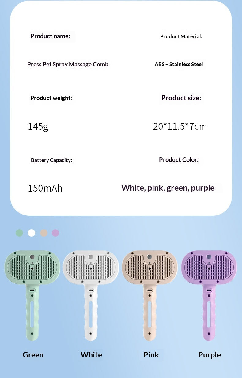 Cat Spray Grooming Comb - Misting Water Brush for Shedding & Coat Care