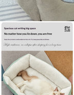 Square Cat Bed - Soft Plush Cushioned Sleeping Bed for Cats & Small Pets