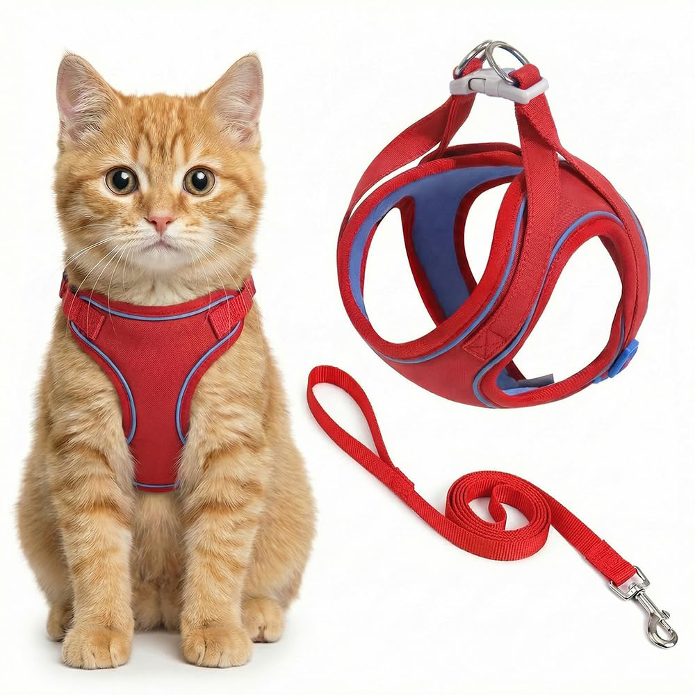 Cat Harness And Leash, Escape-Proof Cat Harness Set, Adjustable Step-in Pet Harness For Walking For Small Medium Dogs-Cats