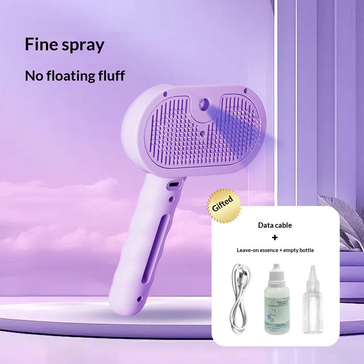 Cat Spray Grooming Comb - Misting Water Brush for Shedding & Coat Care