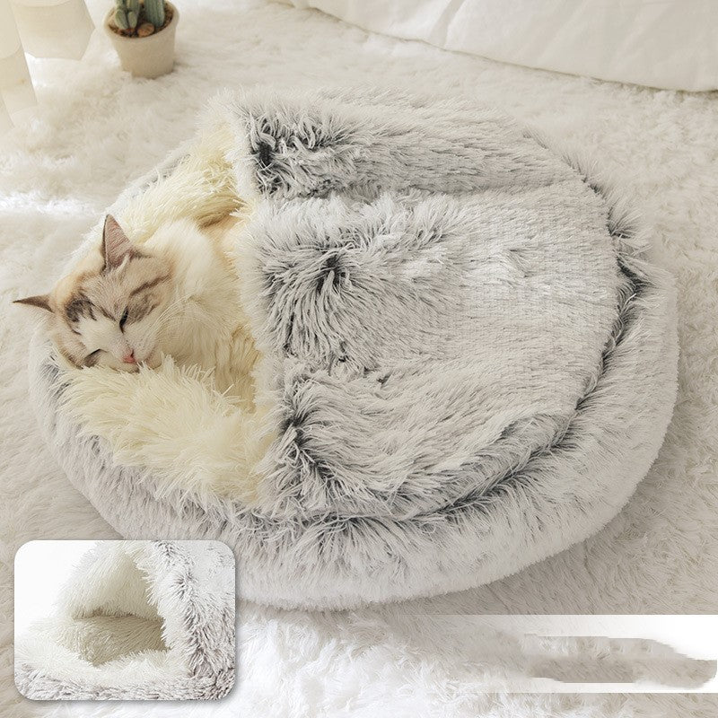Soft Warm Velvet Cat Cave Nest Bed - Enclosed Cozy Bed for Cats & Small Dogs