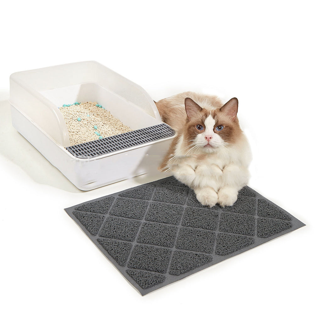 Minimalist PVC Cat Litter Mat - Waterproof Non-Slip Trapping Mat for Pet Households