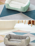 Square Cat Bed - Soft Plush Cushioned Sleeping Bed for Cats & Small Pets