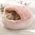 Soft Warm Velvet Cat Cave Nest Bed - Enclosed Cozy Bed for Cats & Small Dogs