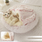 Soft Warm Velvet Cat Cave Nest Bed - Enclosed Cozy Bed for Cats & Small Dogs