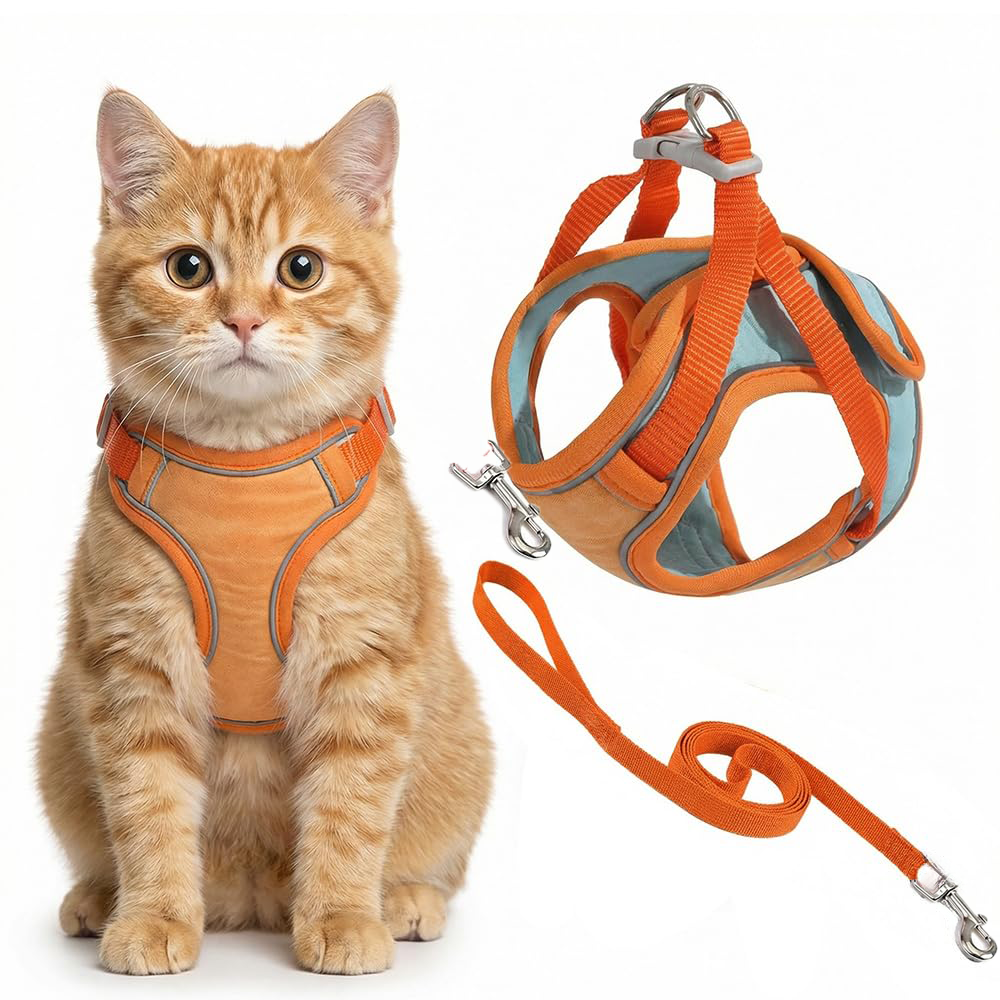 Cat Harness And Leash, Escape-Proof Cat Harness Set, Adjustable Step-in Pet Harness For Walking For Small Medium Dogs-Cats