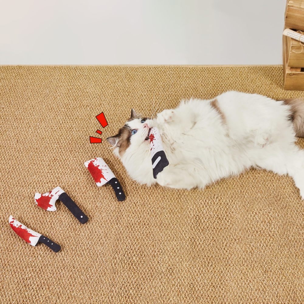 4Pcs Cat Toys, Horror Halloween Knife-Shaped Kitten Catnip Toys, Indoor Exercise For All Cat Breeds  Toys, Indoor Exercise For All Cat Breeds