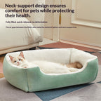 Square Cat Bed - Soft Plush Cushioned Sleeping Bed for Cats & Small Pets