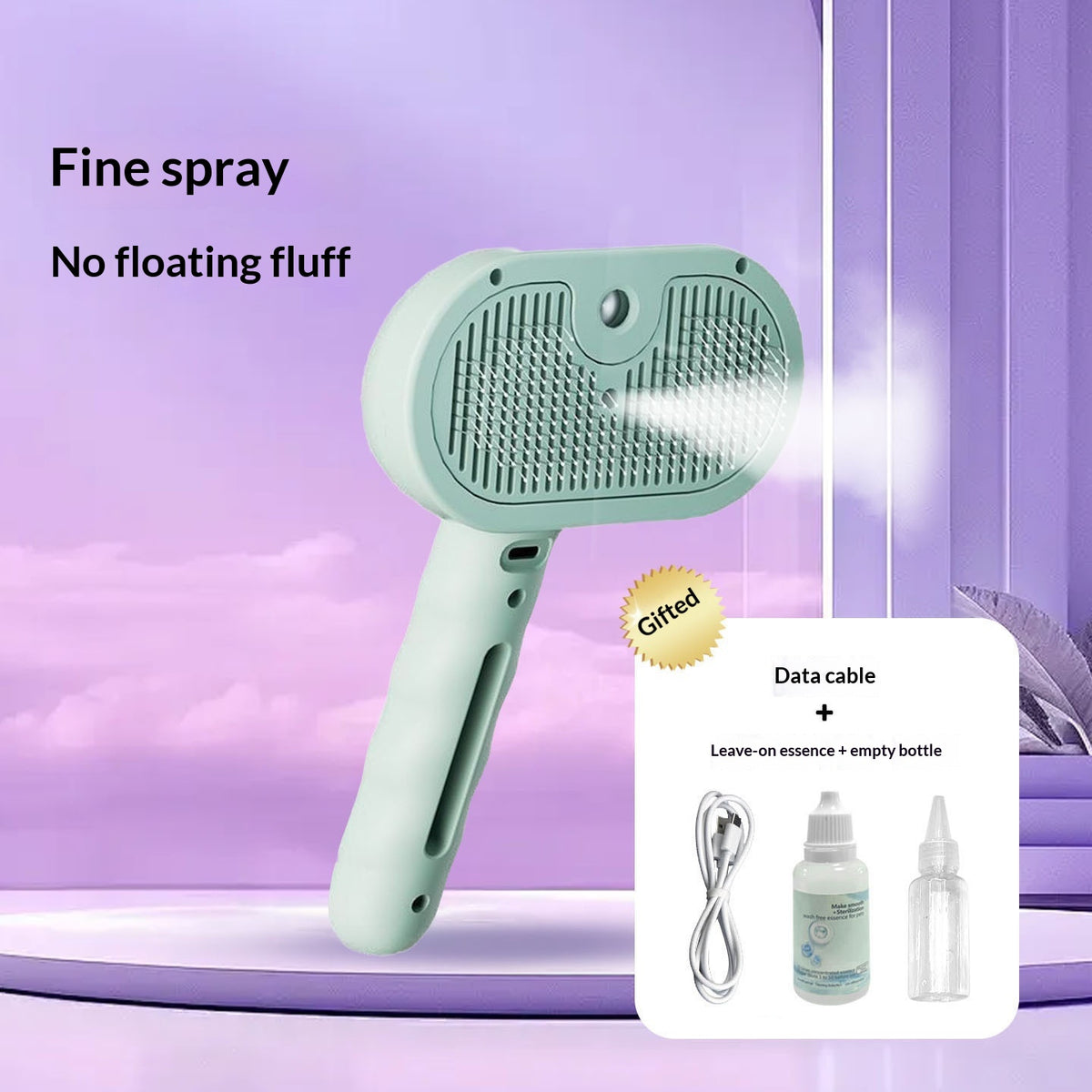 Cat Spray Grooming Comb - Misting Water Brush for Shedding & Coat Care