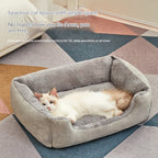 Square Cat Bed - Soft Plush Cushioned Sleeping Bed for Cats & Small Pets