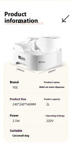 Cat Water Fountain Filter Circulating Flowing Live Water
