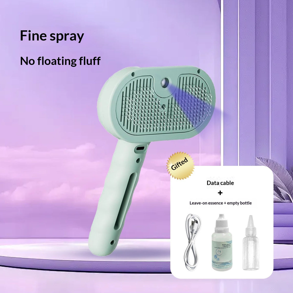 Cat Spray Grooming Comb - Misting Water Brush for Shedding & Coat Care